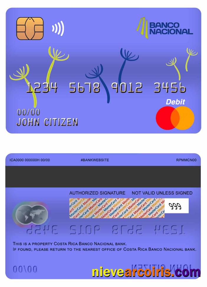 Costa Rica Banco Nacional bank master debit card